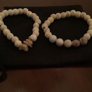 Set of wood & bead bracelets